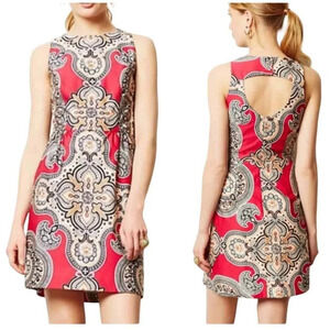 Anthropologie Moulinette Soeurs Geidi Pink Paisley Sleeveless Sheath Dress Sz 2